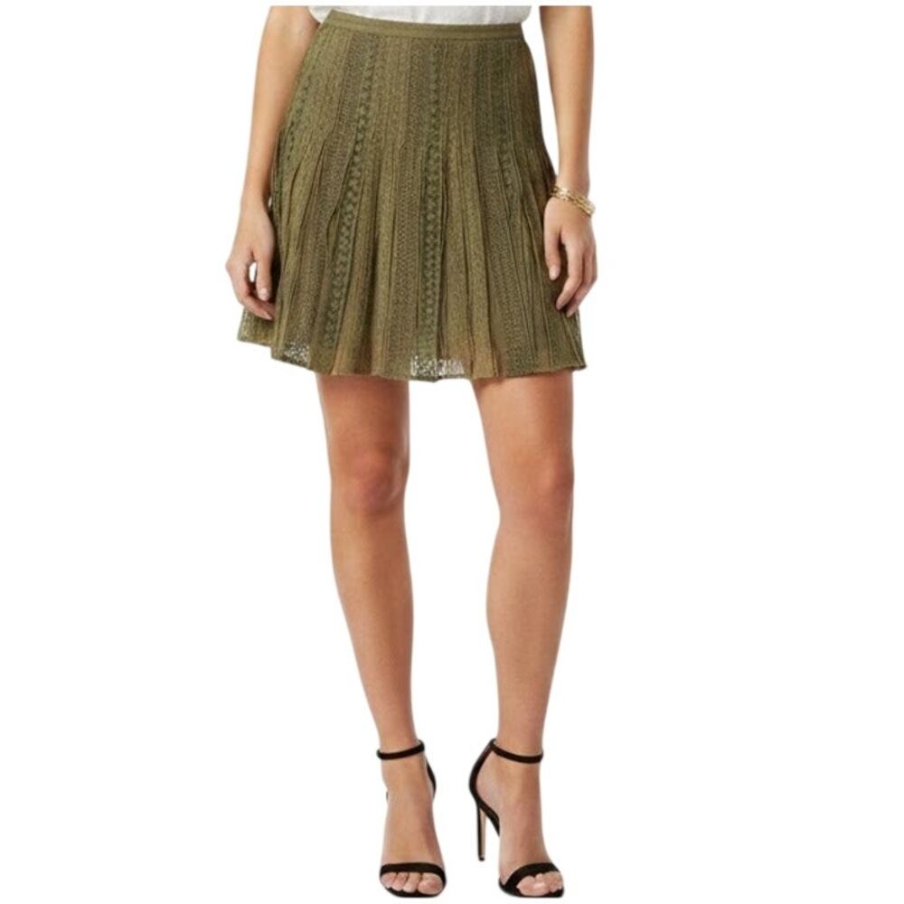 Anthropology Odille Boho Silk Ribbon Skirt in Green EUC Size 6